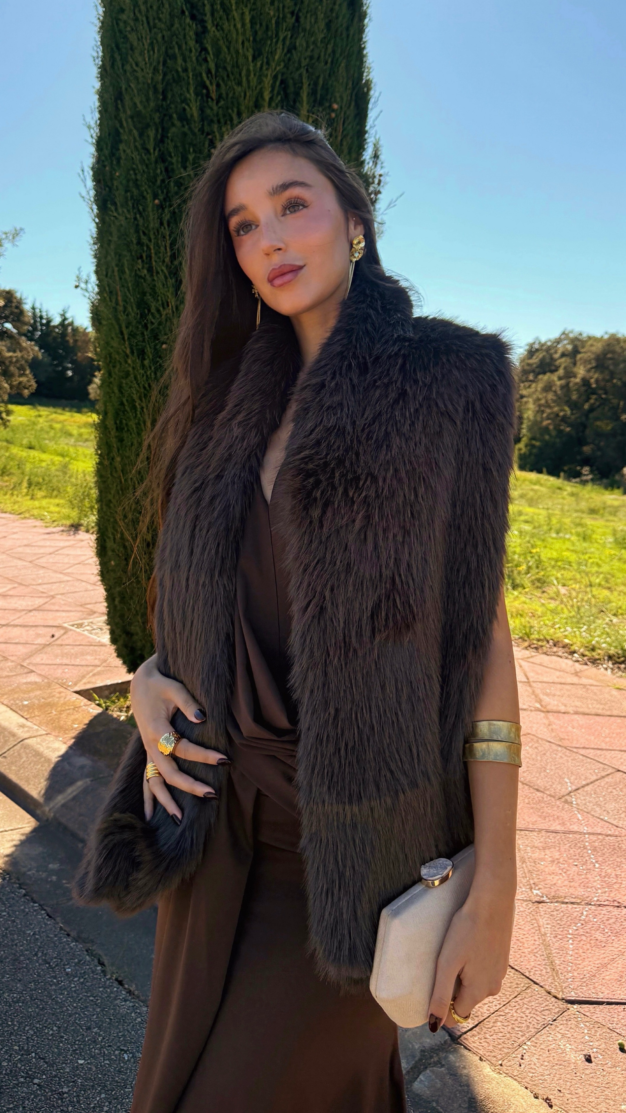 Estola piel marrón